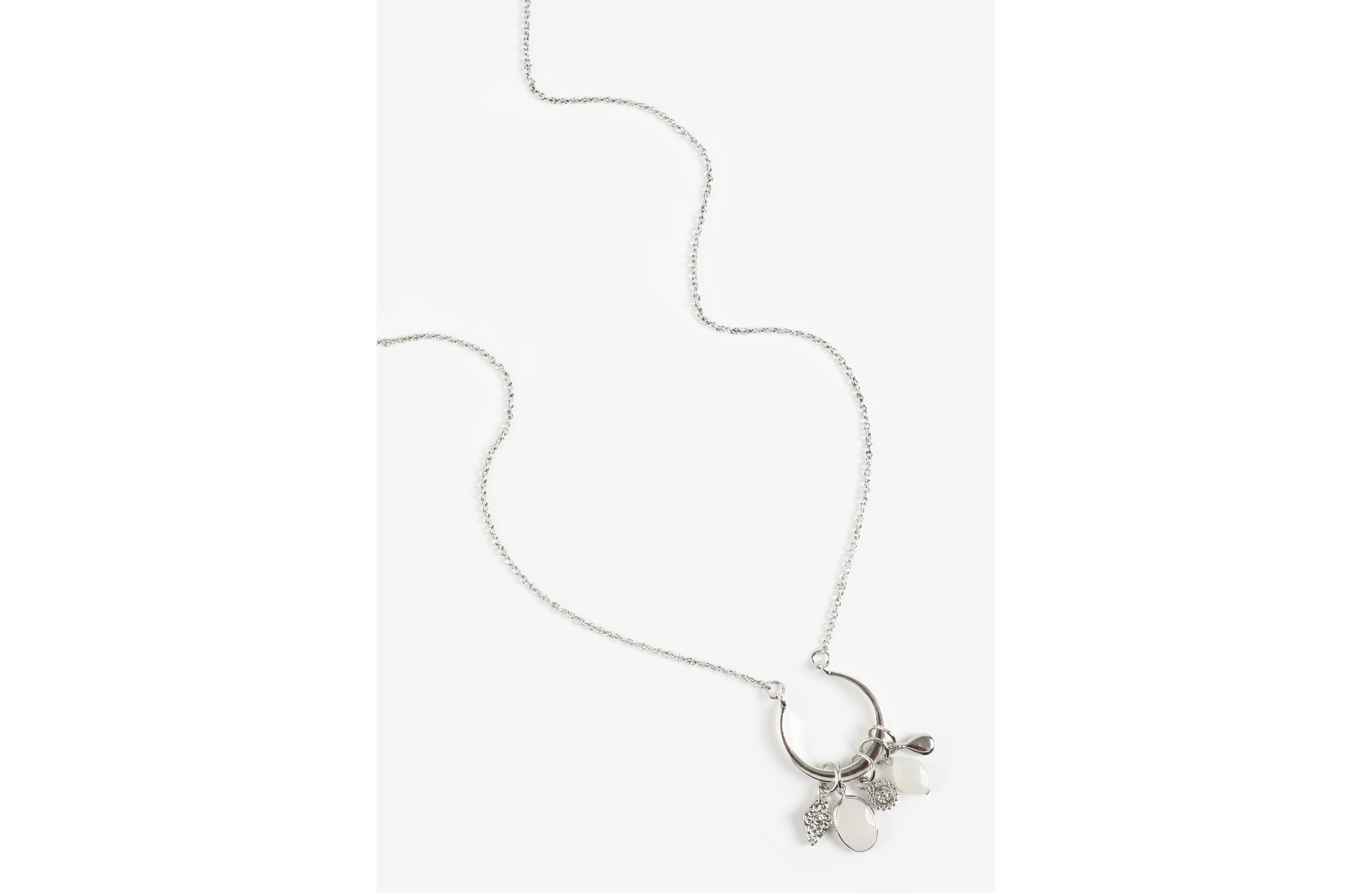 Silver Open Circle Cluster Necklace