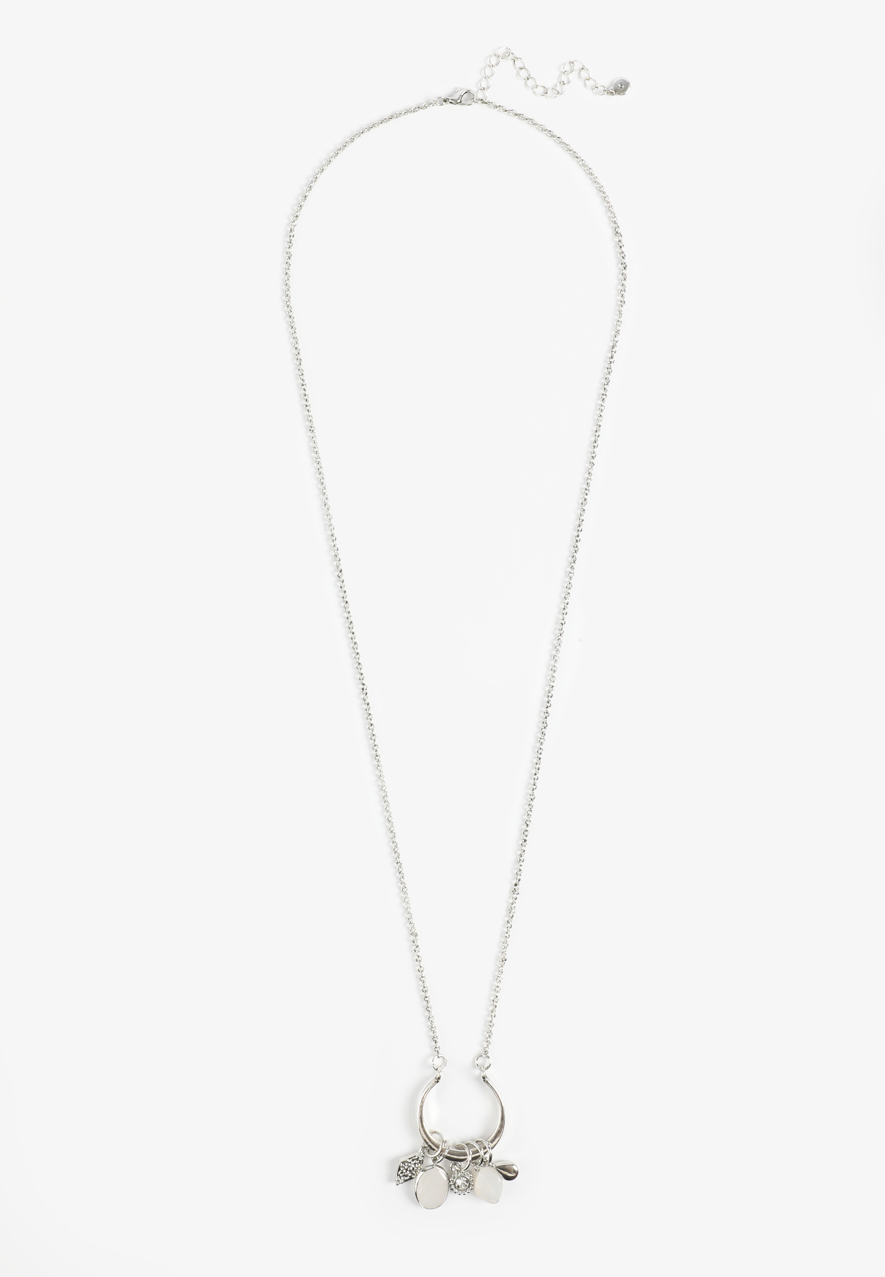 Silver Open Circle Cluster Necklace, C431, large