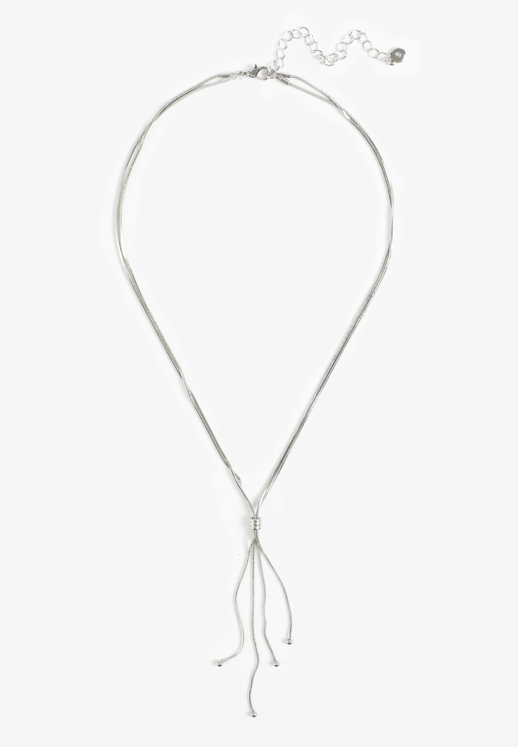 Silver Y Slider Necklace, SILVER, large