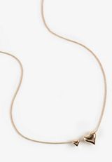 Gold Double Heart Charm Necklace, C605, small