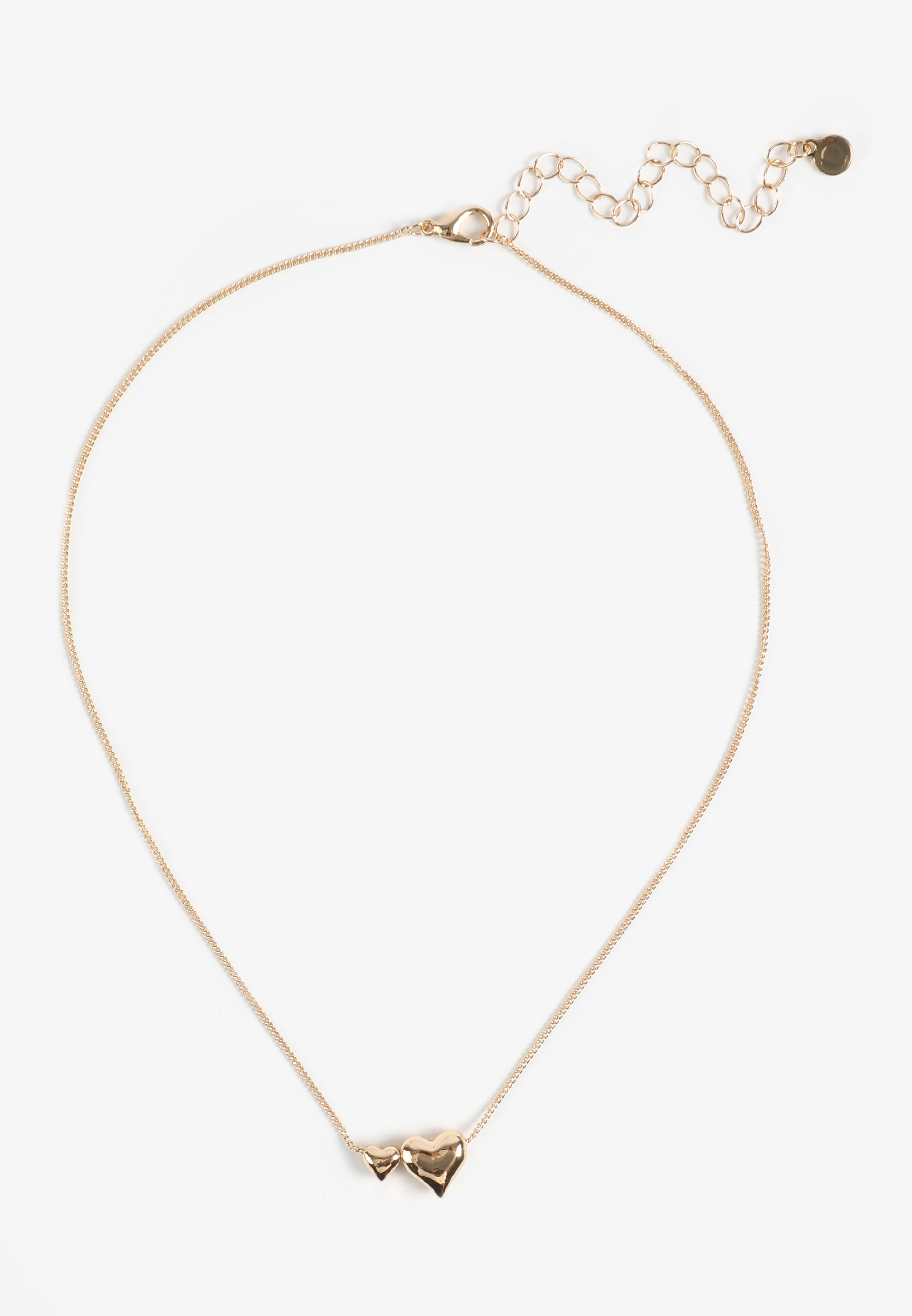 Gold Double Heart Charm Necklace, C605, large