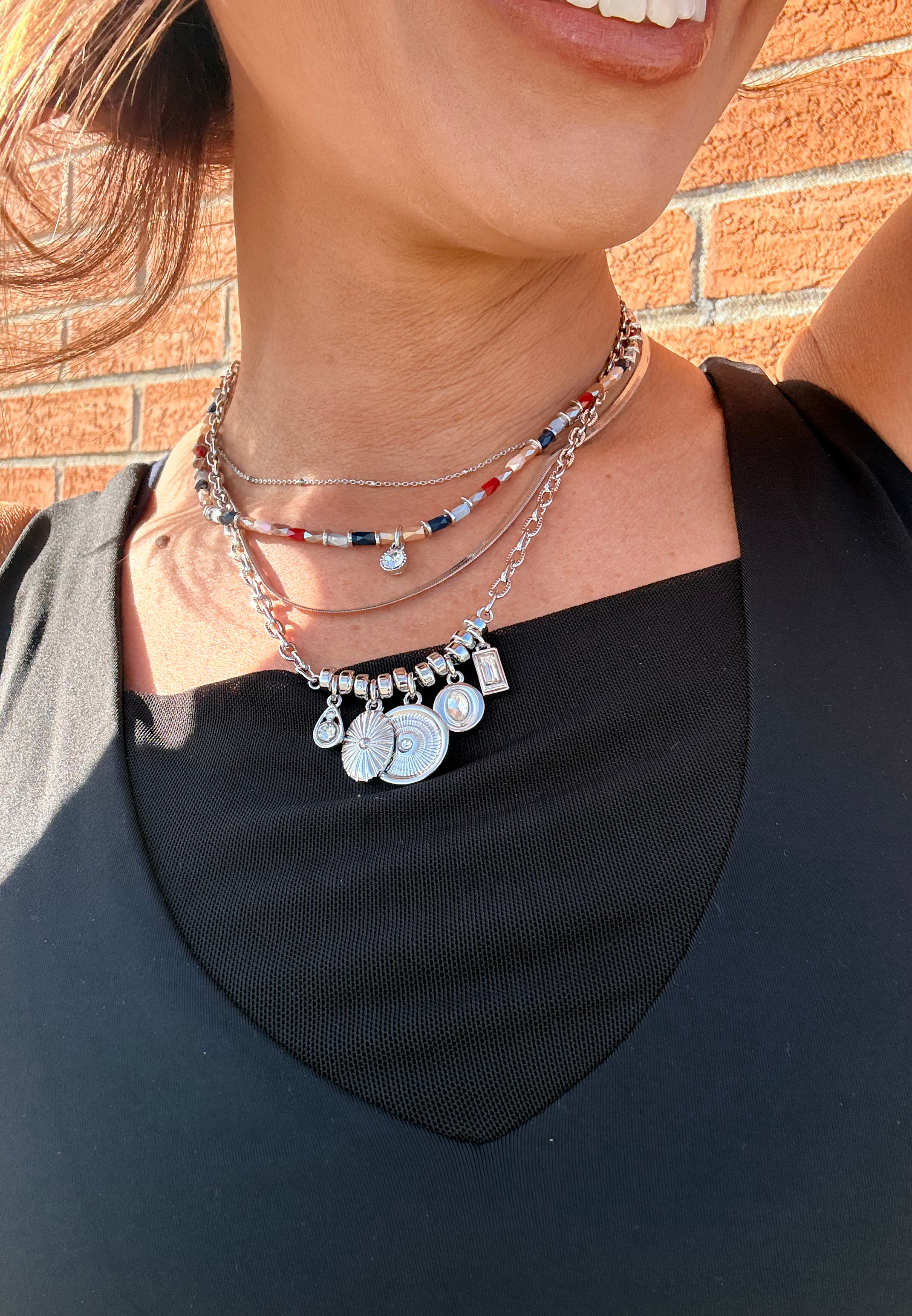 Silver Mixed Charms Necklace, C431, large