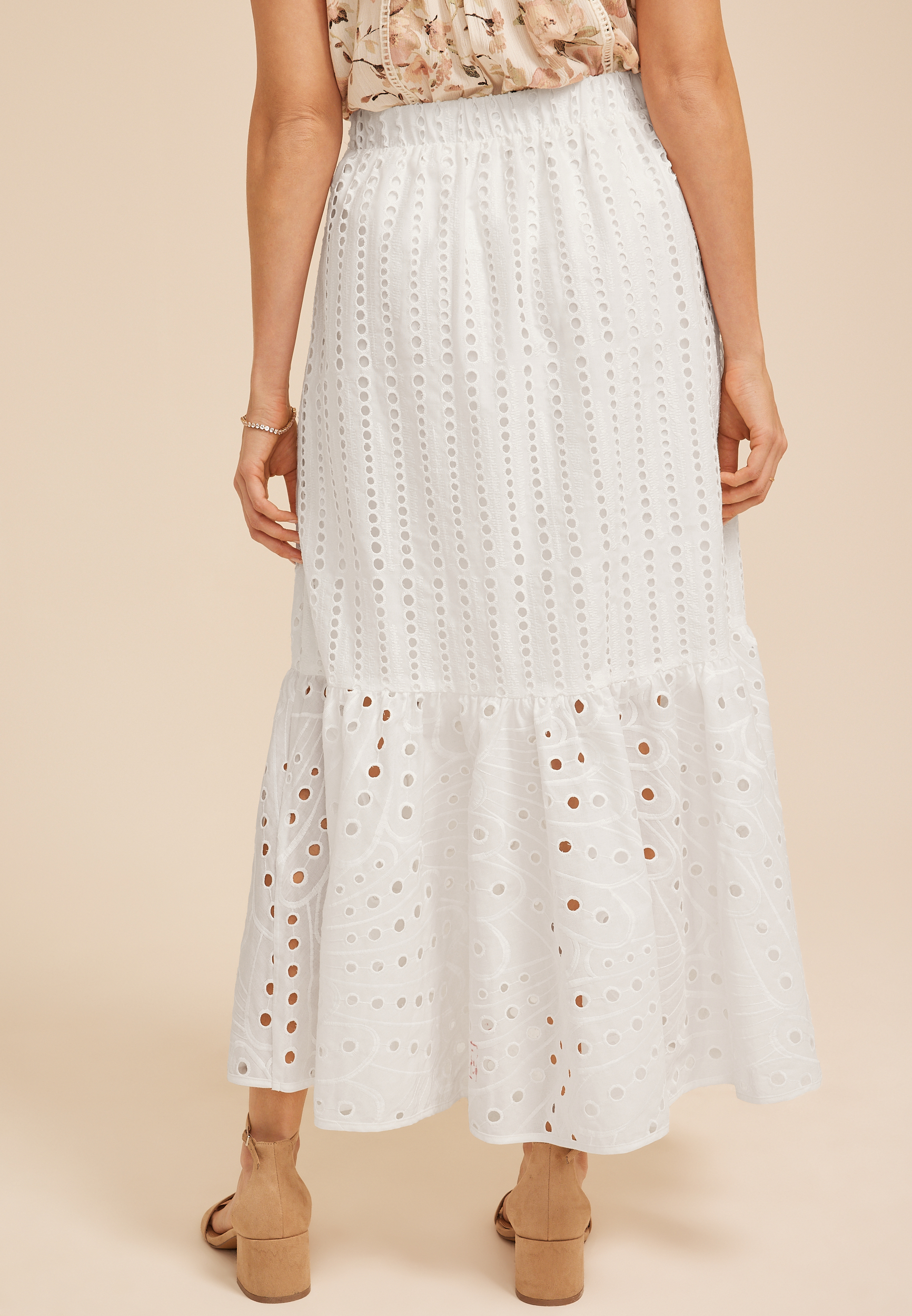 Eyelet High Rise Maxi Skirt, C9298, large
