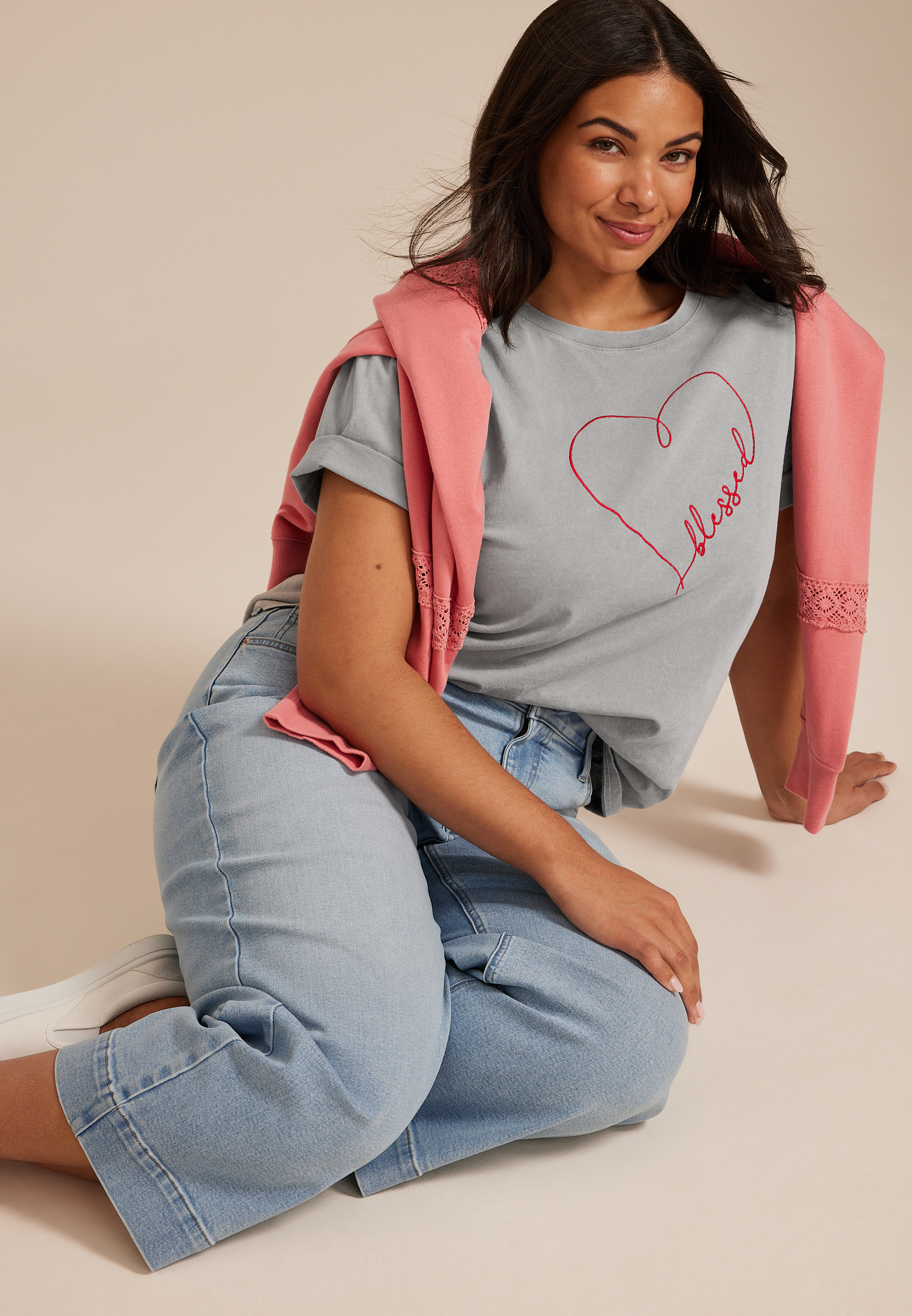 Plus Size Blessed Heart Standard Fit Graphic Tee, C9766, large