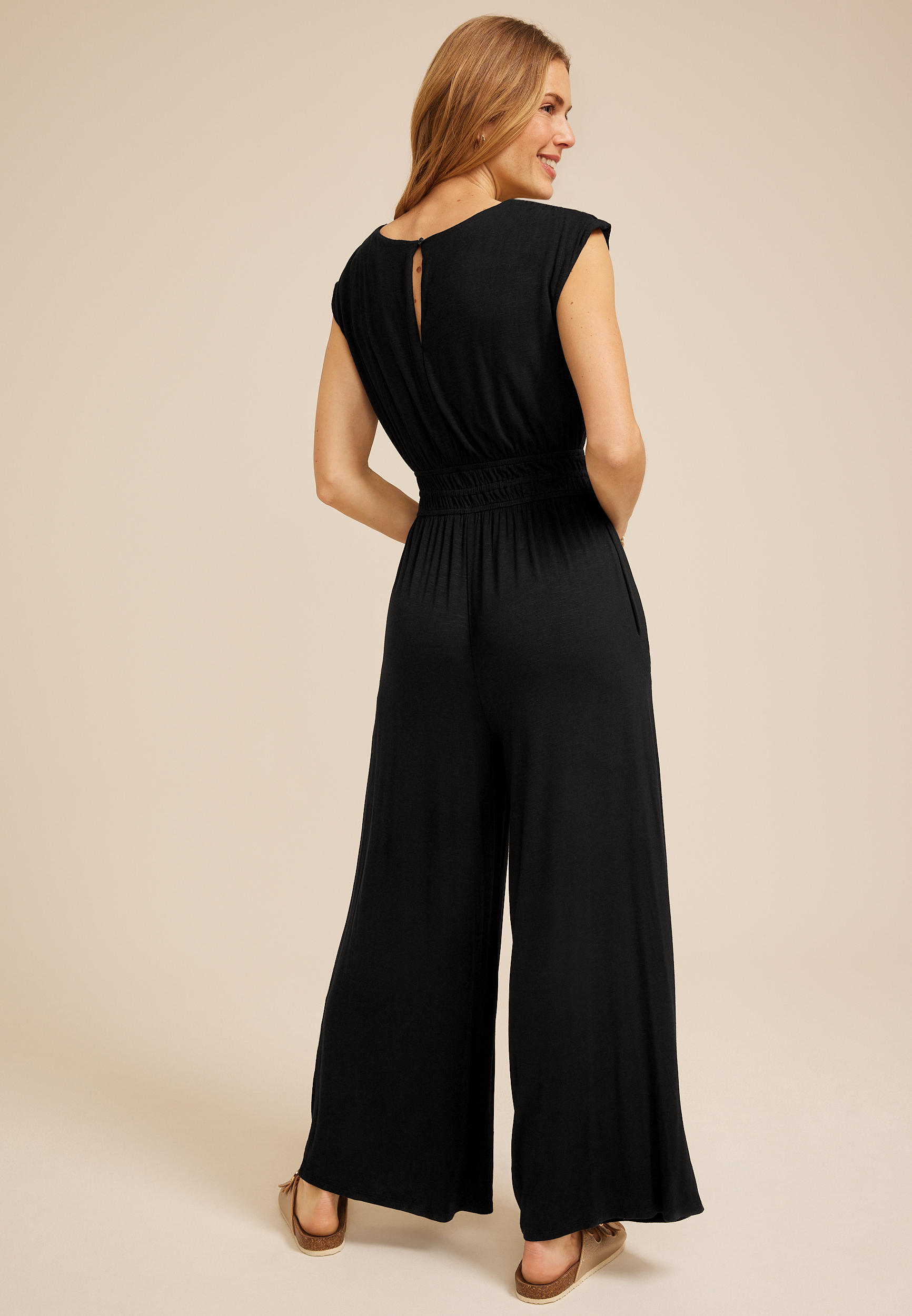 24/7 Cap Sleeve Empire Waist Jumpsuit, C106, large