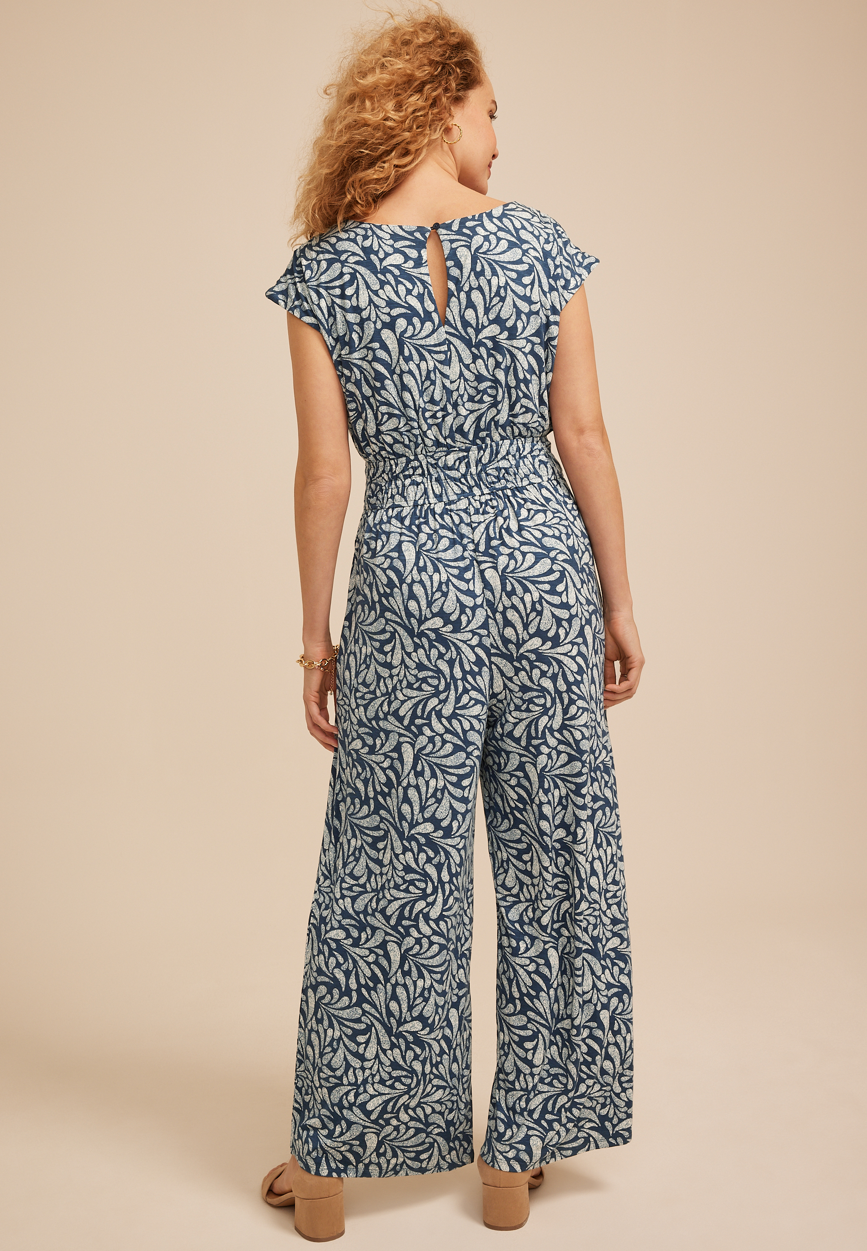 24/7 Cap Sleeve Empire Waist Jumpsuit, C4131, large