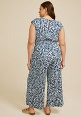 Plus Size 24/7 Cap Sleeve Empire Waist Jumpsuit, C4131, small