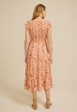 Smocked Flutter Sleeve Midi Dress, C8086, small
