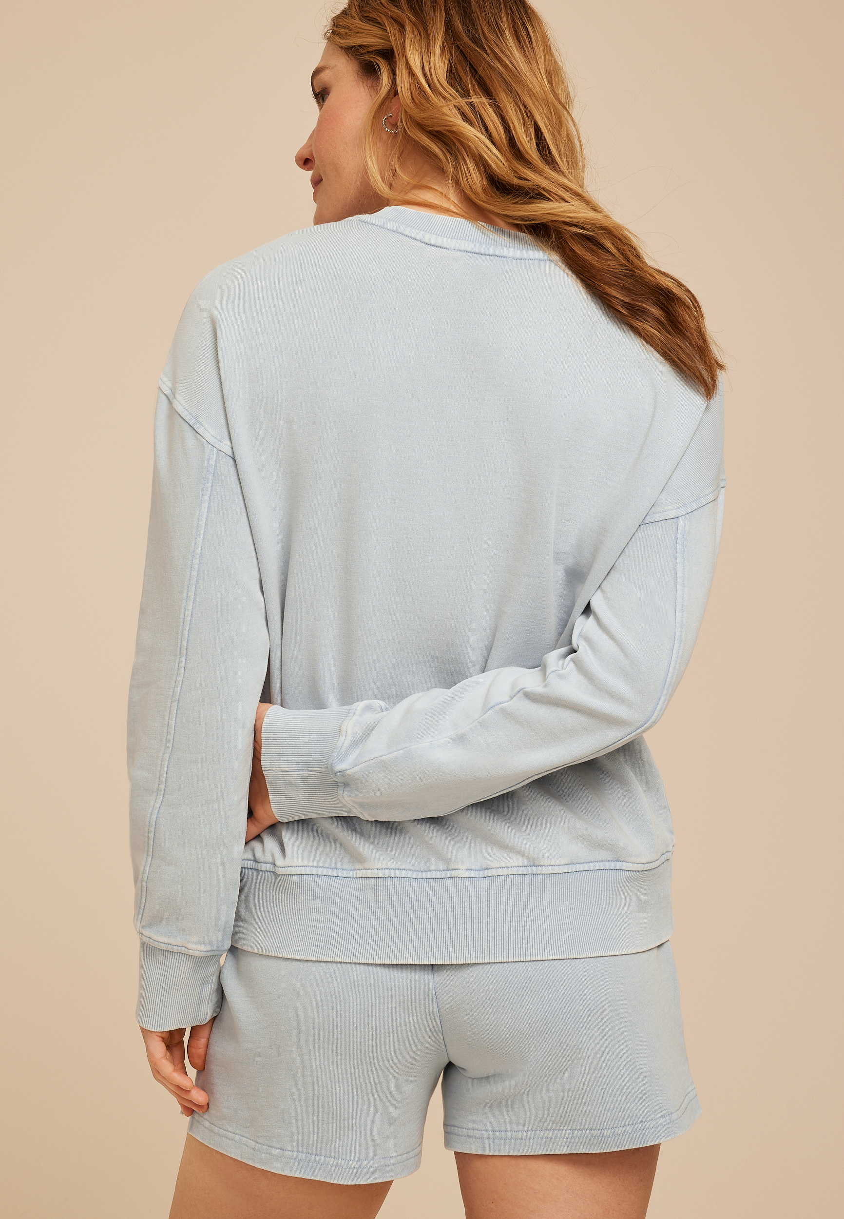 Washed Terry Crew Neck Sweatshirt, C1187, large