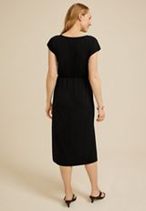 Black Side Slit Midi Dress, C106, small