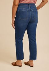 Plus Size Everflex™ High Rise Stacked Waist Slim Straight Ankle Jean, C258, small