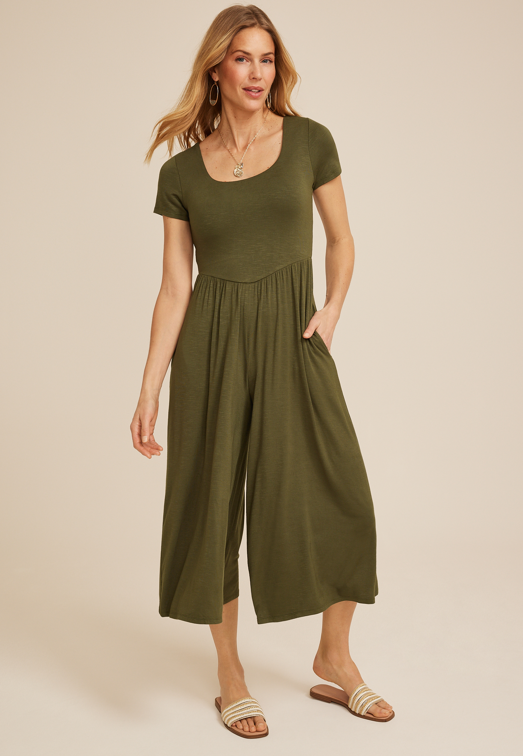 24/7 Short Sleeve Wide Leg Jumpsuit