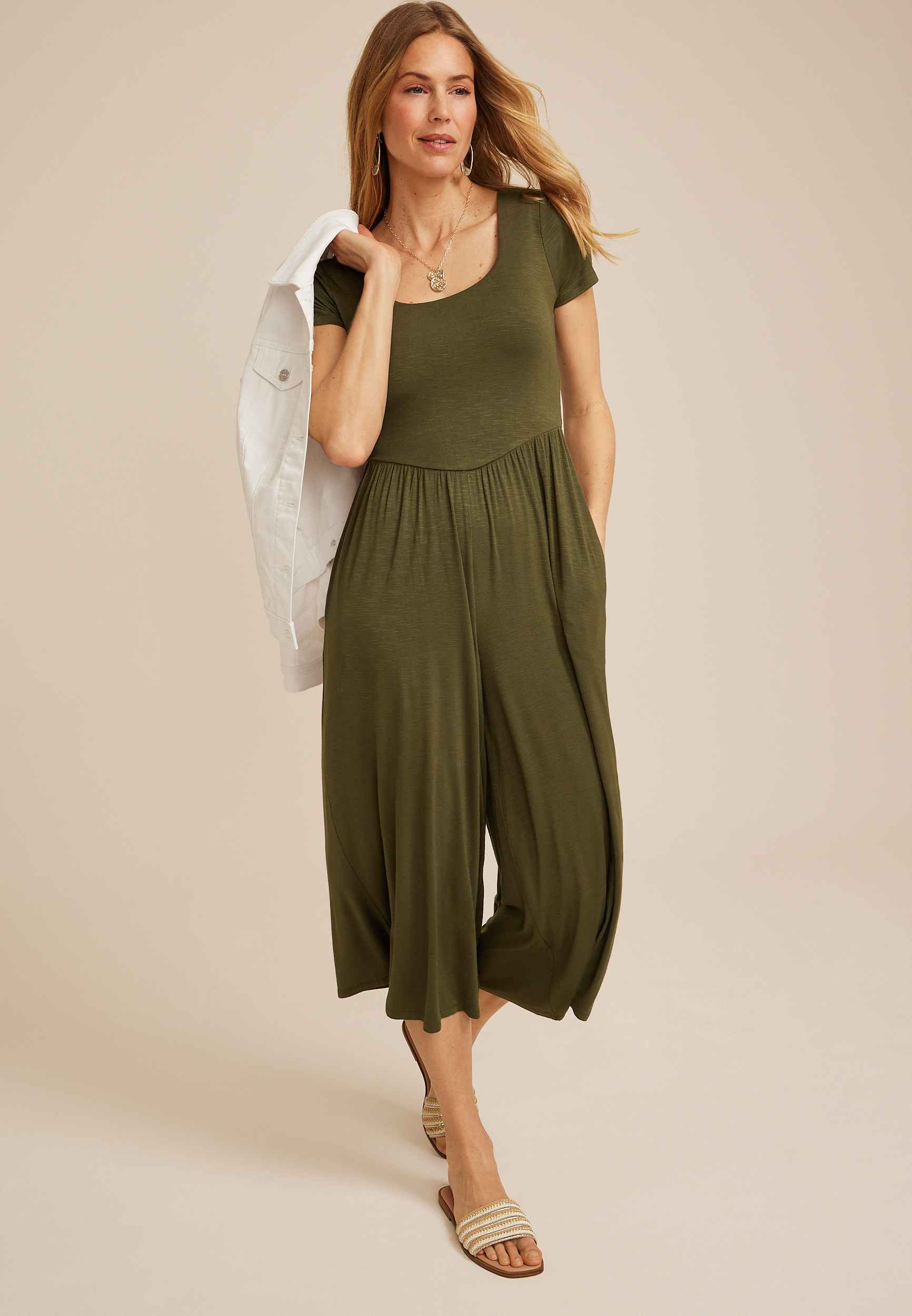 24/7 Short Sleeve Wide Leg Jumpsuit, C186, large