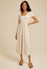 24/7 Heathered Short Sleeve Wide Leg Jumpsuit, OATMEAL HEATHER, small