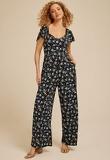 24/7 Floral Cap Sleeve Jumpsuit, C1943, small