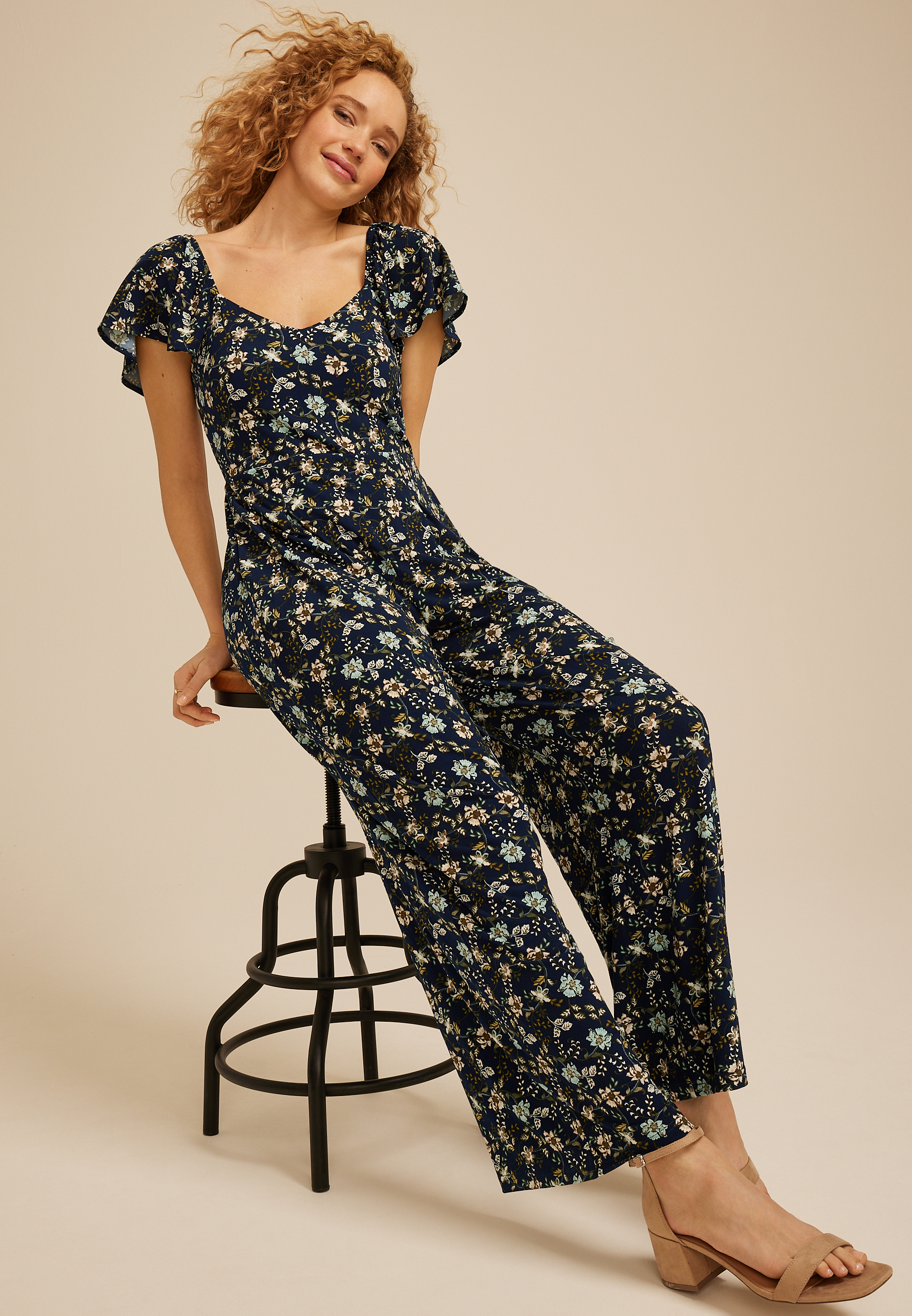 24/7 Floral Cap Sleeve Jumpsuit, C1943, large