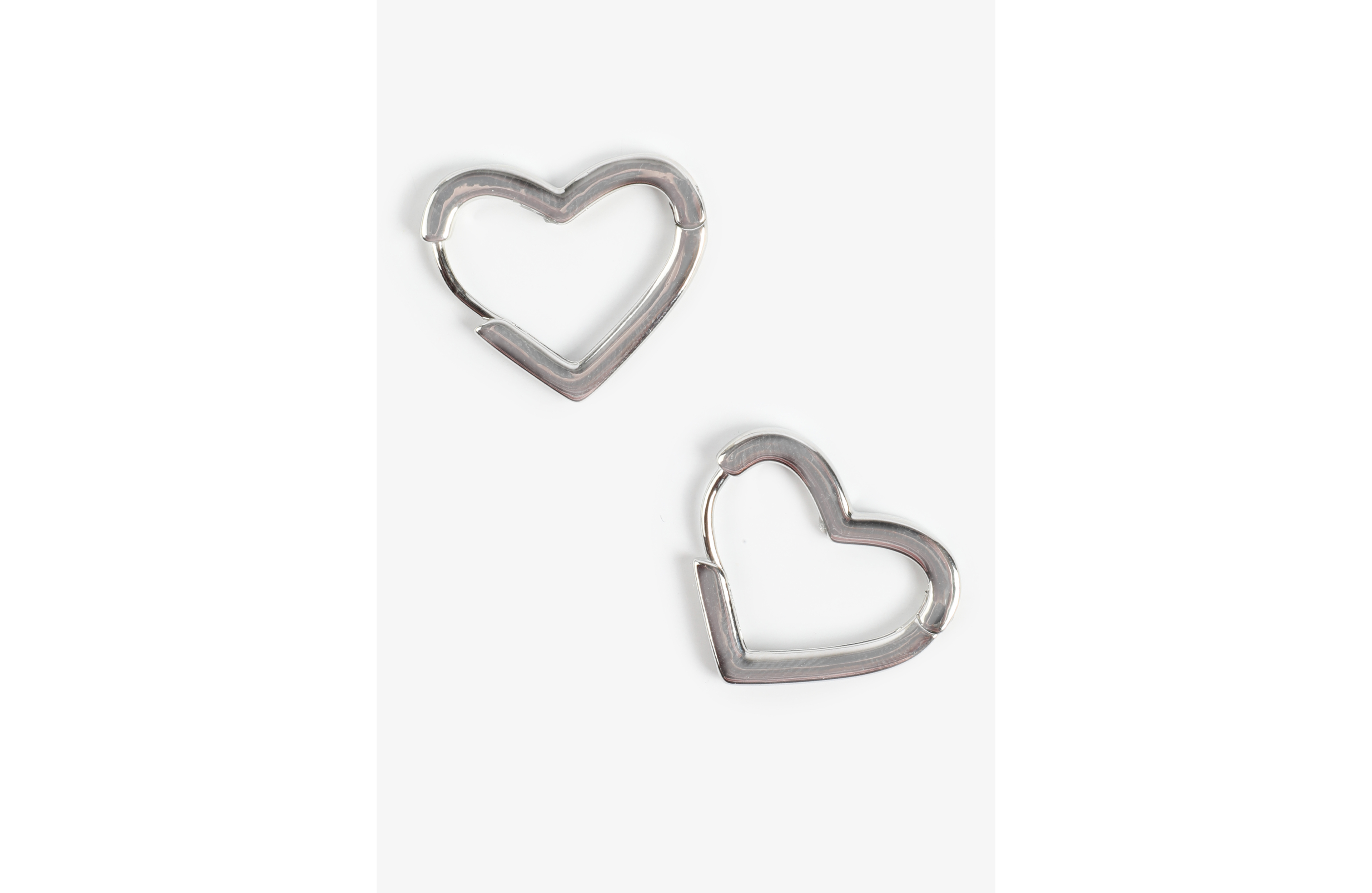 Silver Heart Shaped Huggie Hoop Earrings