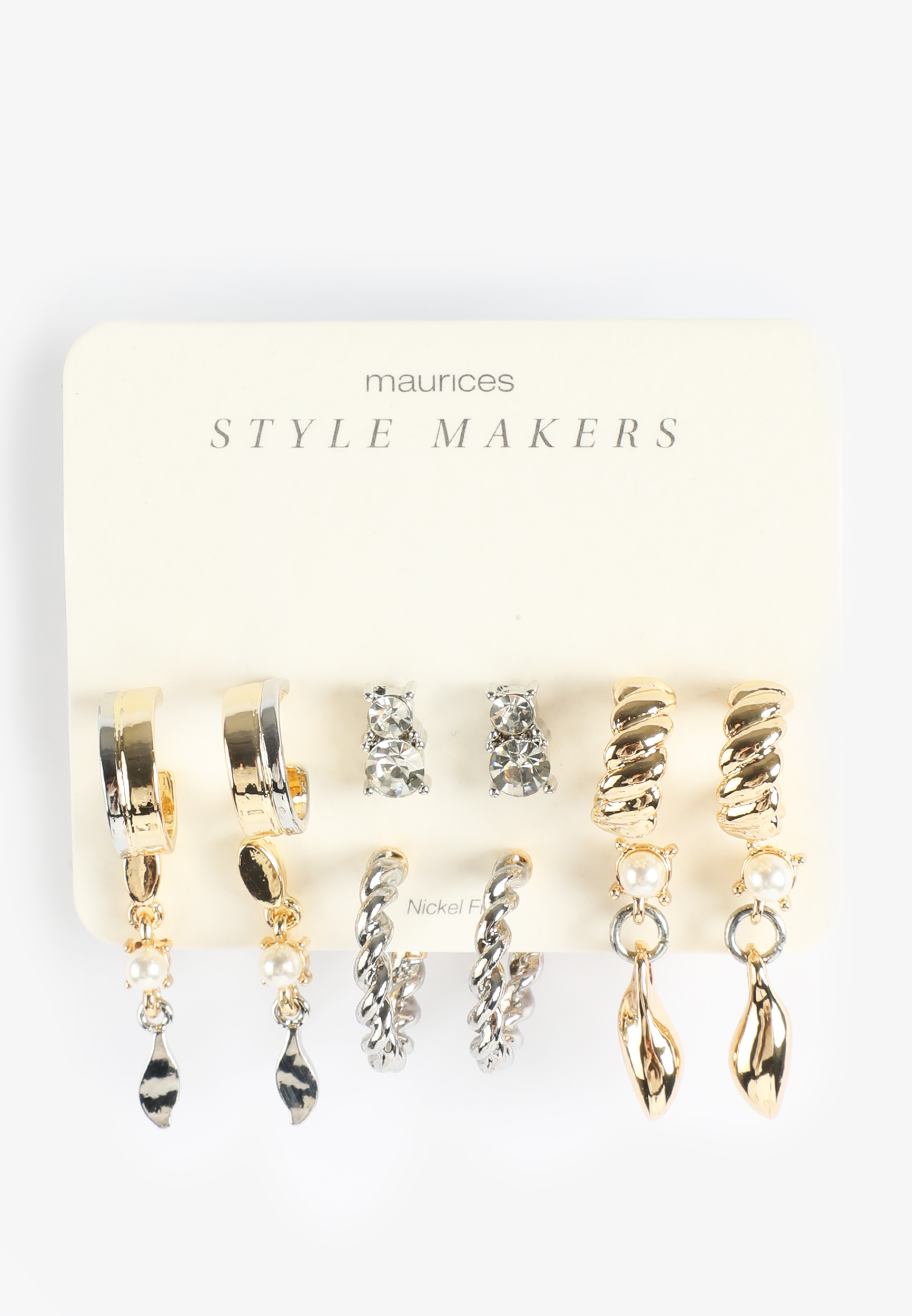 6 Pack Mixed Metal Earring Set