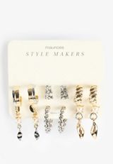 6 Pack Mixed Metal Earring Set, C5967, small