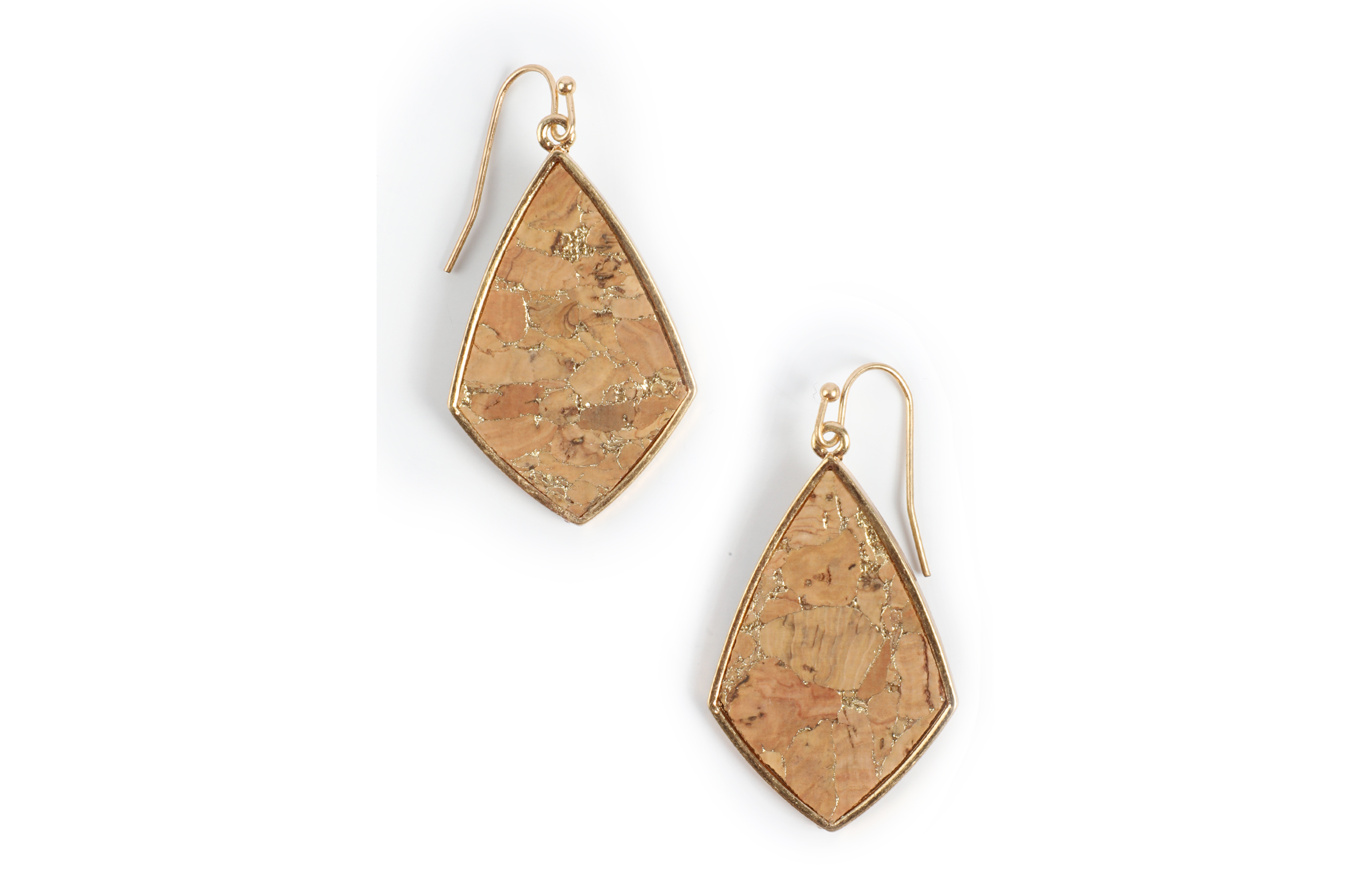 Gold Flecks Cork Drop Earrings