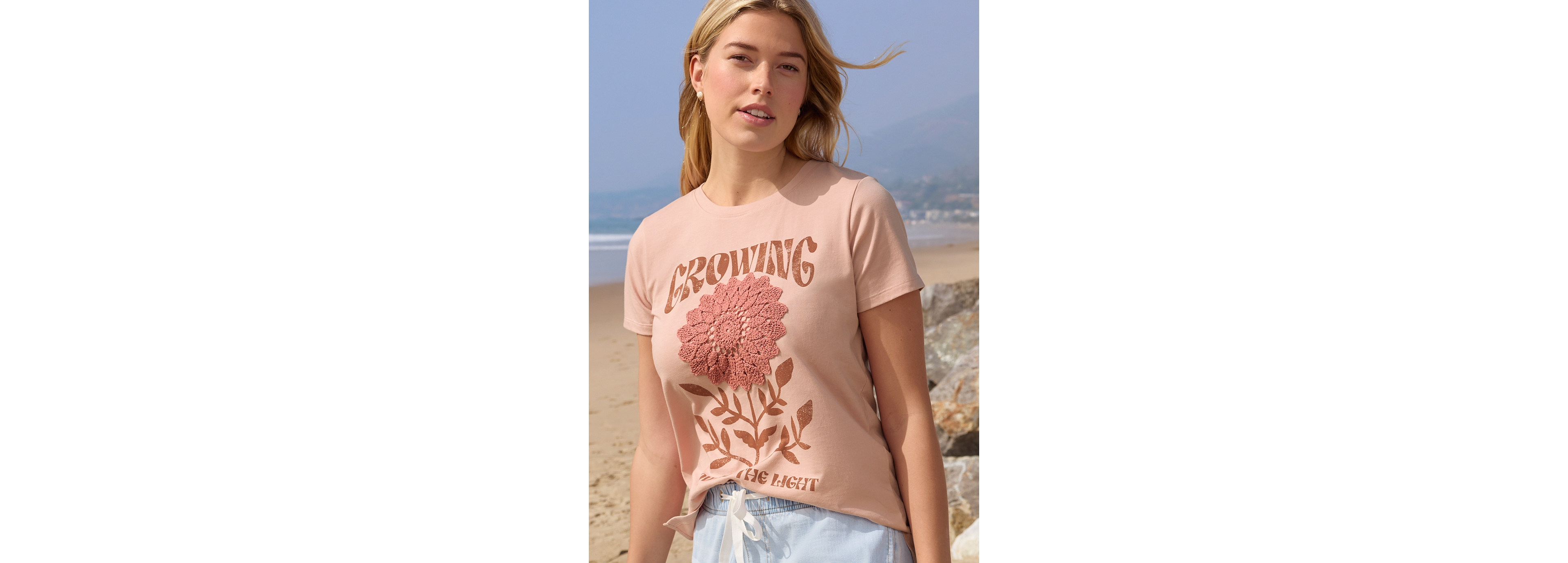 Crochet Floral Classic Fit Graphic Tee