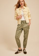 High Rise Floral Embroidered Patch Pocket Jogger, C2199, small