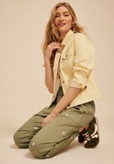 High Rise Floral Embroidered Patch Pocket Jogger, C2199, small