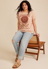 Plus Size Crochet Floral Classic Fit Graphic Tee, C9369, small