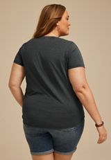 Plus Size Floral Scenery Classic Fit Graphic Tee, CHARCOAL, small