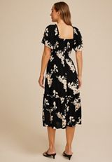 Floral Smocked Flutter Sleeve Midi Dress, C1756, small