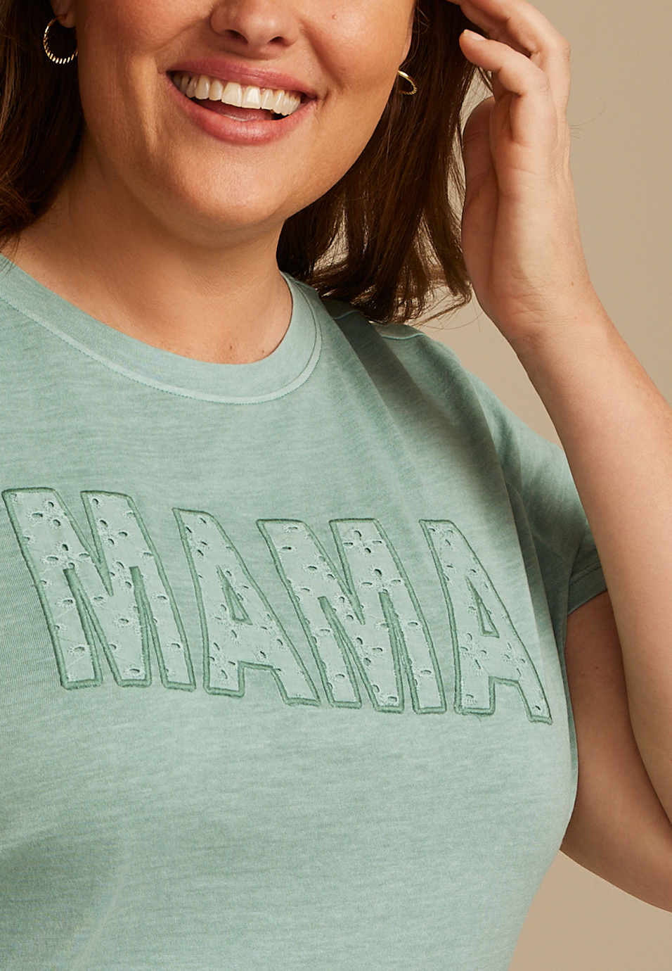 Plus Size Mama Eyelet Classic Fit Graphic Tee, C8707, large