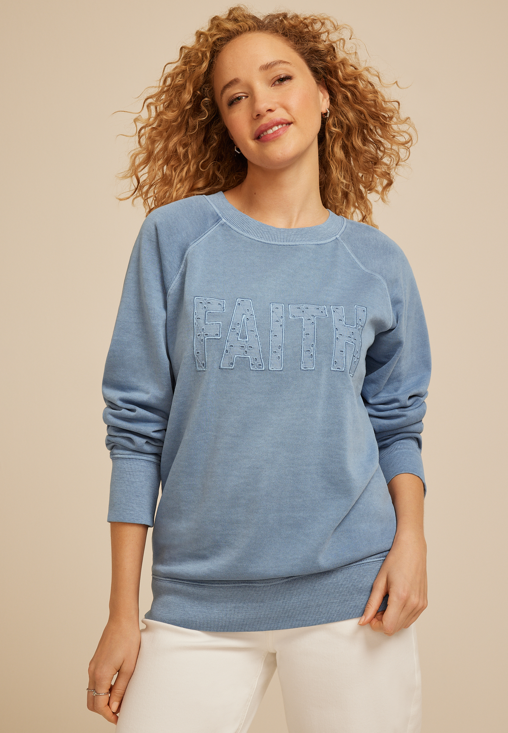 Faith Eyelet Relaxed Fit Sweatshirt
