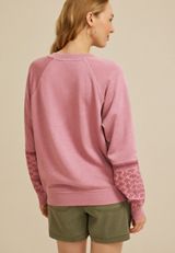 Eyelet Sleeve Relaxed Fit Sweatshirt, NOSTALGIA ROSE, small