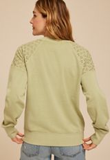 Eyelet Shoulder Relaxed Fit Sweatshirt, C738, small