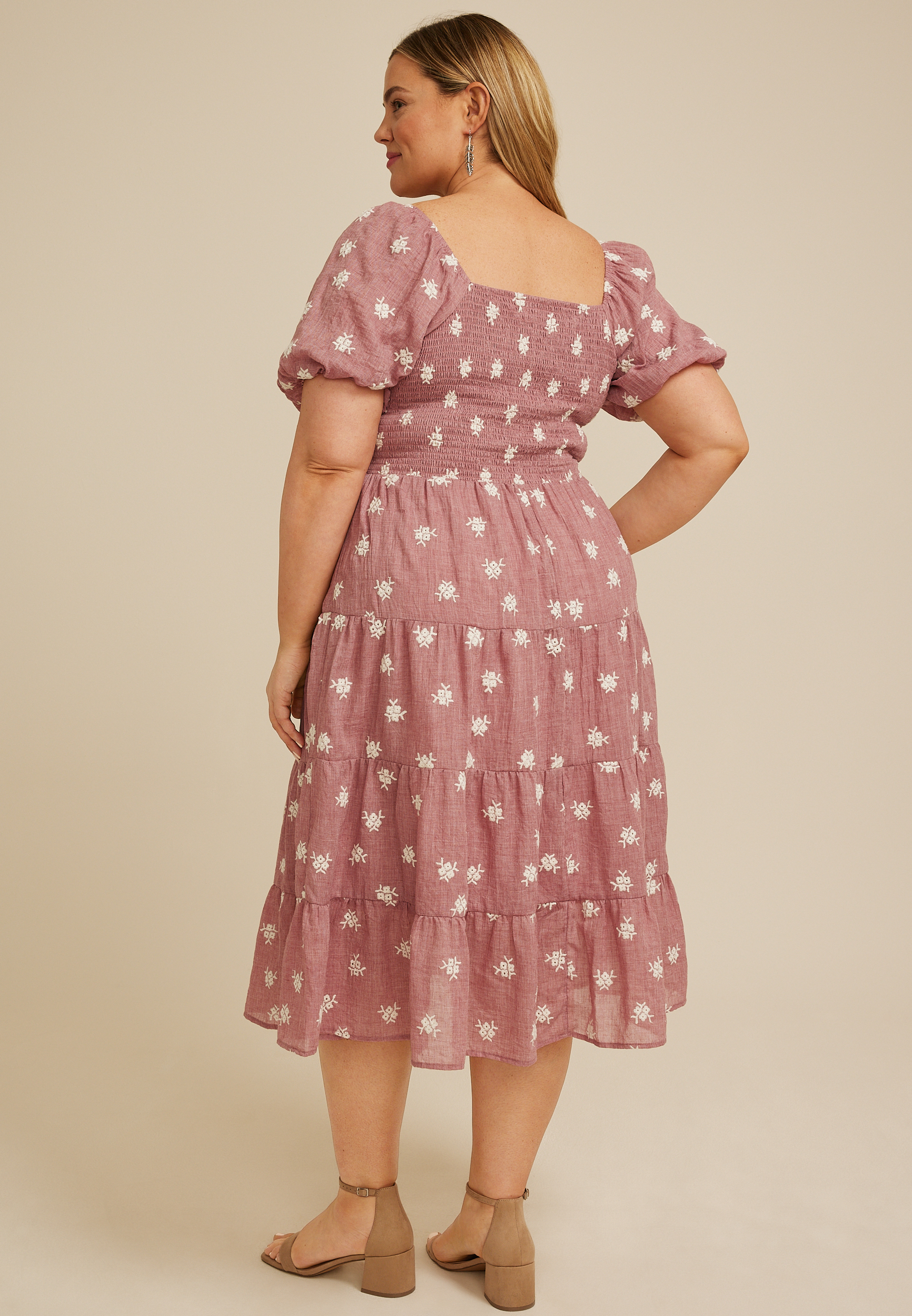 embroidered dress plus Poly USA W1032 Plus Size Long Embroidered Bodice Satin Dress main image 1