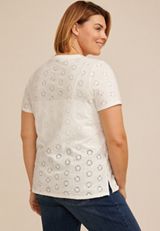 Plus Size 24/7 Dawson Eyelet Crew Neck Tee, C4673, small
