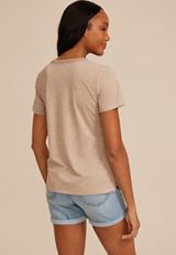 Crochet Trim V Neck Tee, C155, small