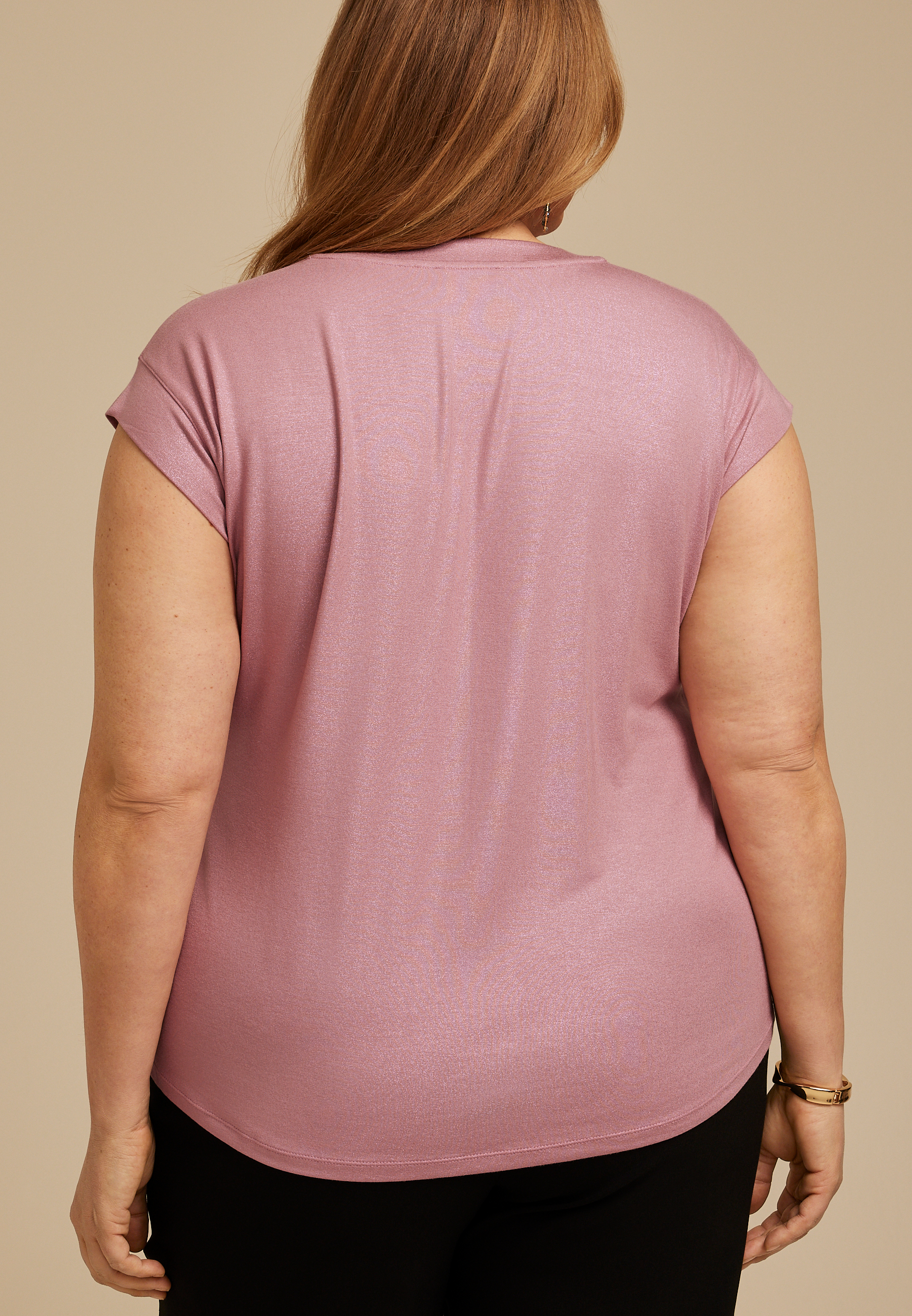 Plus Size 24/7 Magnolia Shimmer V Neck Tee, C9361, large