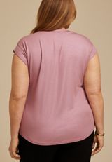 Plus Size 24/7 Magnolia Shimmer V Neck Tee, C9361, small