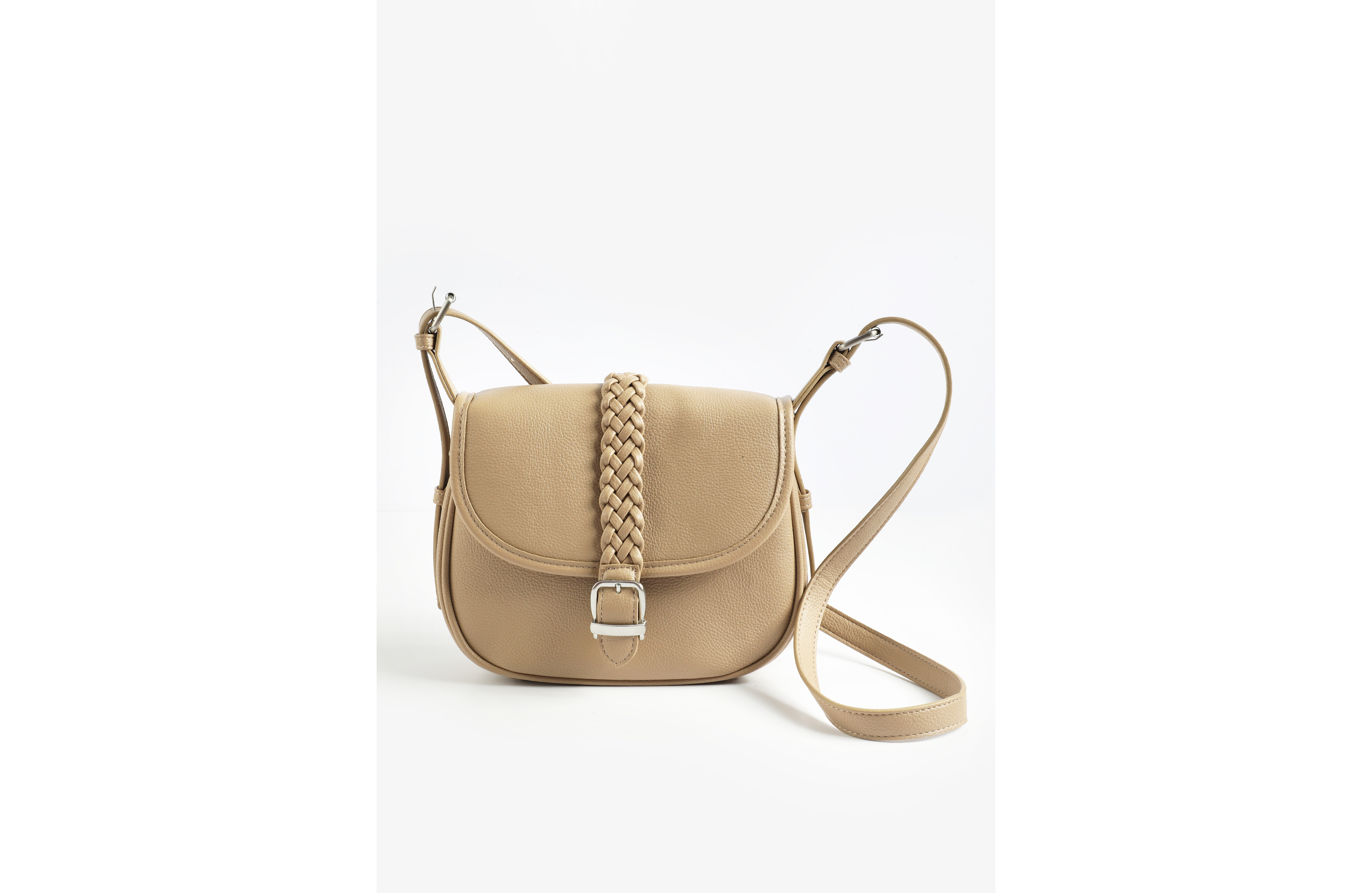 Faux Leather Braided Crossbody Bag