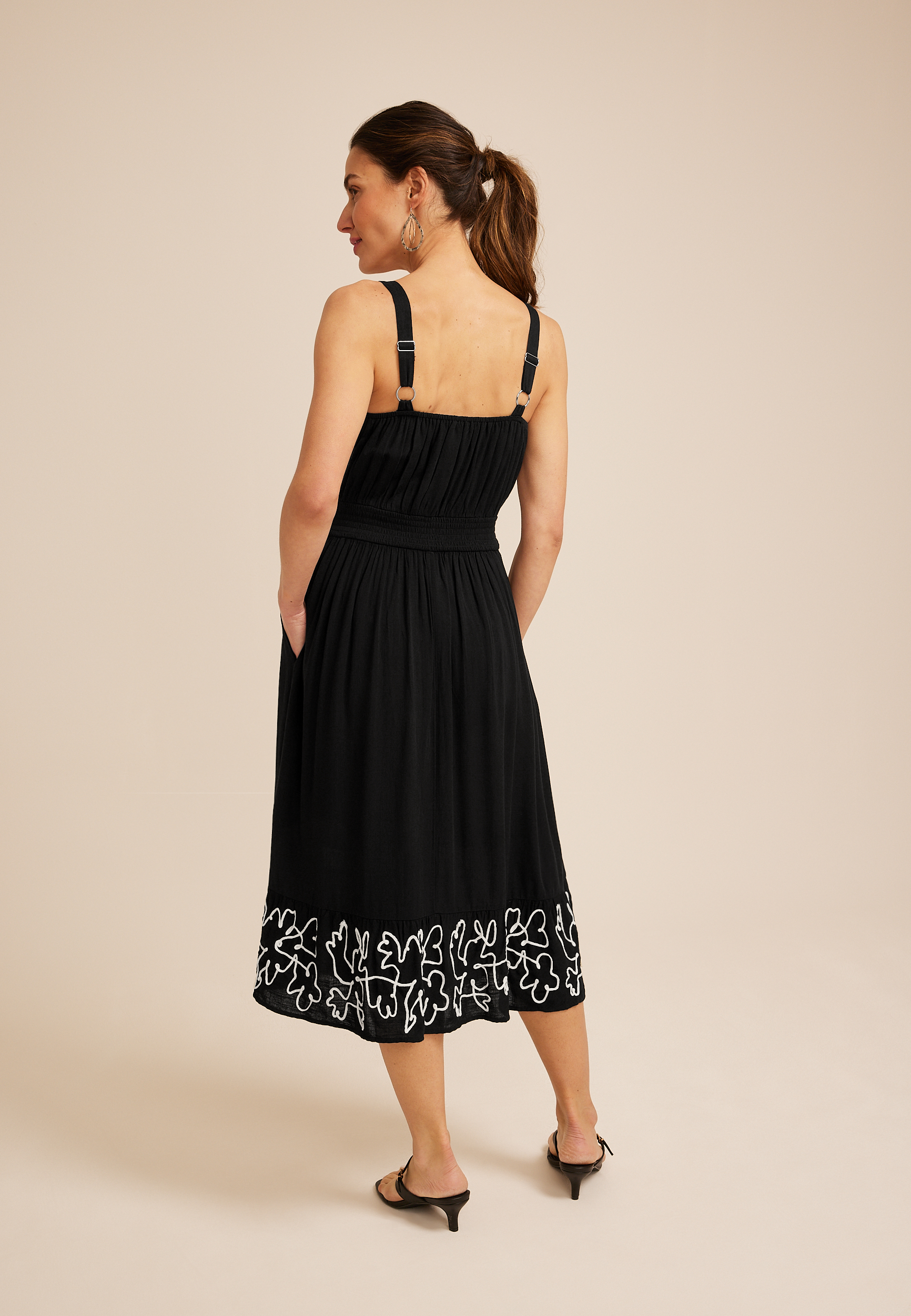 Bare Embroidered Hem Midi Dress, C106, large