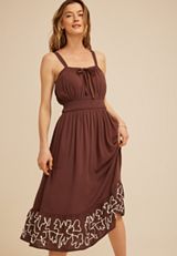 Bare Embroidered Hem Midi Dress, C6058, small