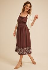 Bare Embroidered Hem Midi Dress, C6058, small