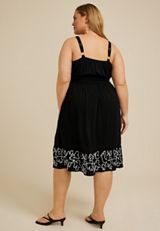 Plus Size Bare Embroidered Hem Midi Dress, C106, small