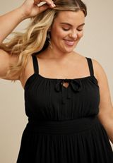 Plus Size Bare Embroidered Hem Midi Dress, C106, small