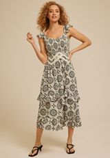 Bare Medallion Ruffle Strap Midi Dress, C3986, small