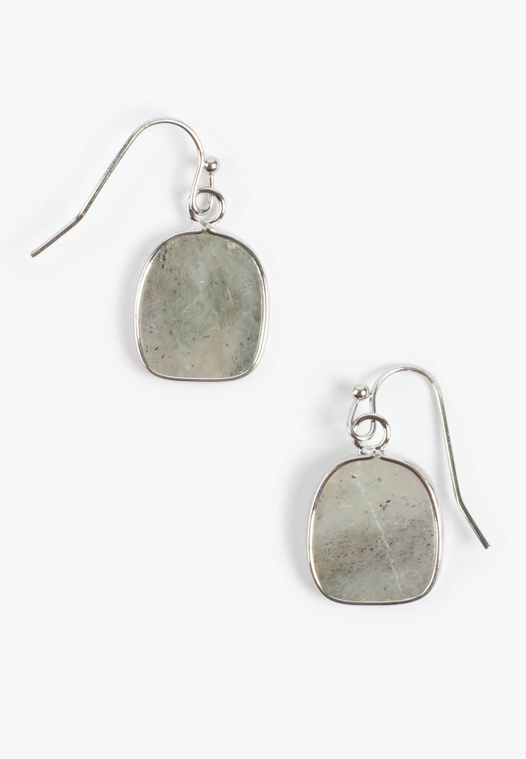Silver Genuine Stone Drop Earrings