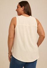 Plus Size Smocked Shoulder Clip Dot Tank Top, SUGAR SWIZZLE, small