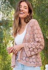 Floral Crochet Tie Front Cardigan, C9369, small