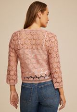 Floral Crochet Tie Front Cardigan, C9369, small